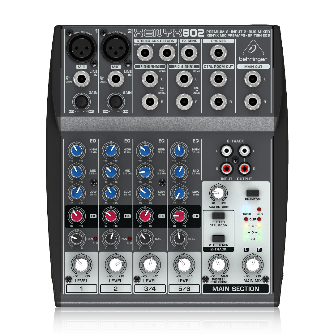 Behringer 802 Premium 8-Input 2-Bus Mixer with XENYX Mic Preamps and British EQs