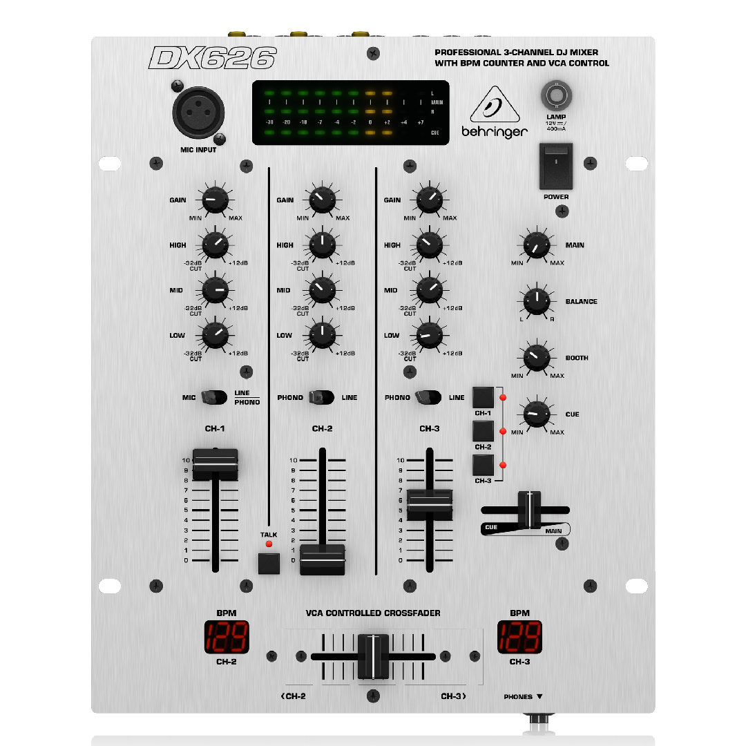 Behringer DX626 DJ Mixer Professional 3-Channel with BPM Counter and VCA Control