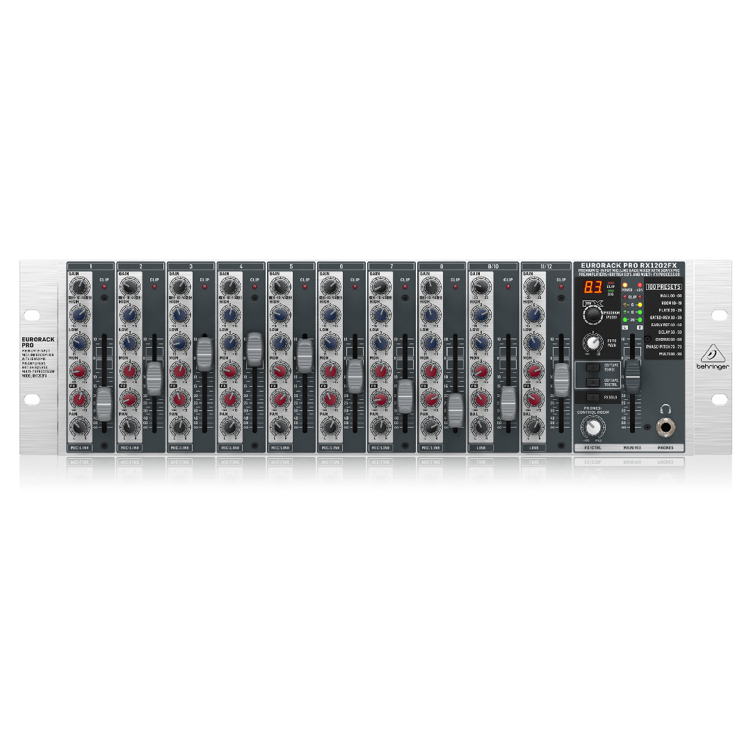 Behringer RX1202FX Premium 12-Input Mic/Line Rack Mixer with XENYX Mic Preamplifiers, British EQ's and Multi-FX Processor